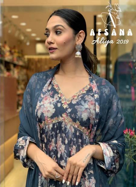 Aaliya By Afsana Faux Georgette Print Readymade Suit Catalog